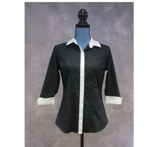NEW Worthington Black & White 3/4 Sleeve Blouse S